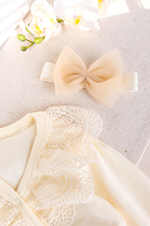 Güpürlü 100% Pamuk Kız Bebek Tulum