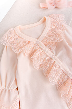 Güpürlü 100% Pamuk Kız Bebek Tulum