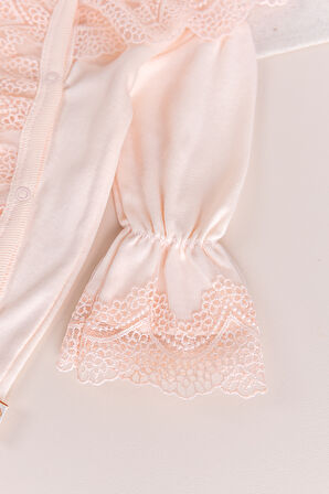 Güpürlü 100% Pamuk Kız Bebek Tulum