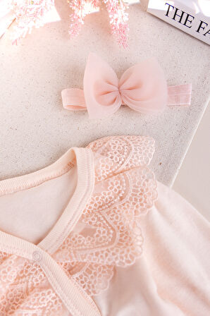 Güpürlü 100% Pamuk Kız Bebek Tulum