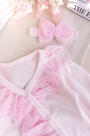 Güpürlü 100% Pamuk Kız Bebek Tulum