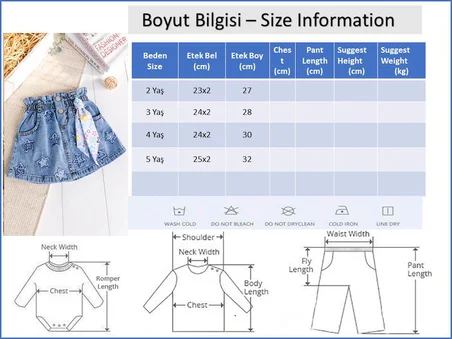 Yıldız İşlemeli Denim Kız Çocuk Kot etek