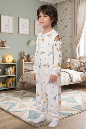 Bebek Çocuk Uyku Tulumu %100 Doğal Pamuk Özel Kumaş  1.0 Tog Unisex