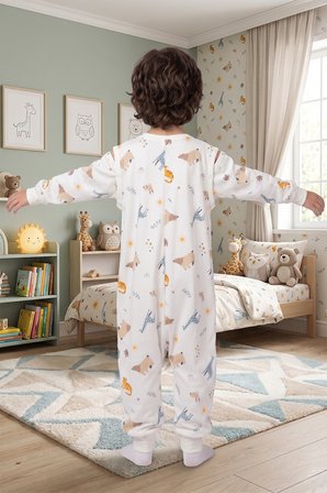Bebek Çocuk Uyku Tulumu %100 Doğal Pamuk Özel Kumaş  1.0 Tog Unisex