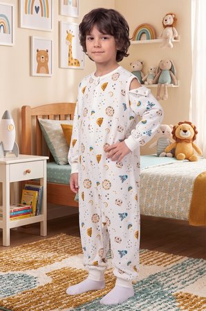 Bebek Çocuk Uyku Tulumu %100 Doğal Pamuk Özel Kumaş  1.0 Tog Unisex