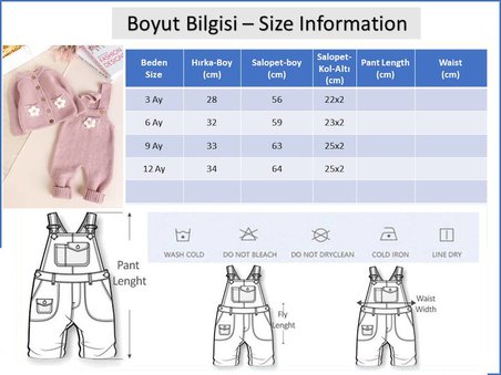 Yumuşak Dokulu Triko Hırkalı Kız Bebek Örgü Salopet Tulum Set