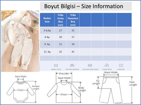 Triko Yumuşak Dokulu Bereli Kışlık Örgü  Kız Erkek Bebek Takım Set