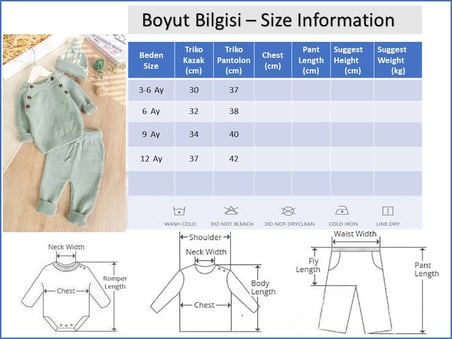 Triko Düğme İliklemeli Kışlık Örgü Erkek Bebek Takım