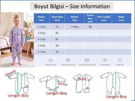 Elyaf Dolgulu 2.5 Tog 100% Pamuk Penye Astarlı Premium Kalite Kız Çocuk Uyku Tulumu
