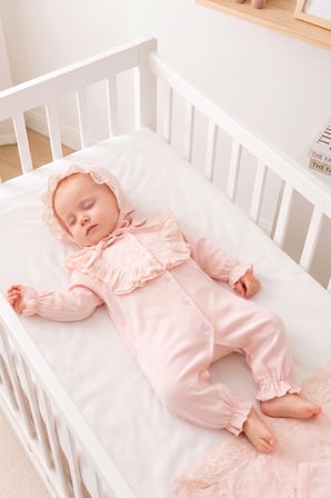 güpürlü şapkalı bebe yakalı 100% pamuk kız bebek tulum