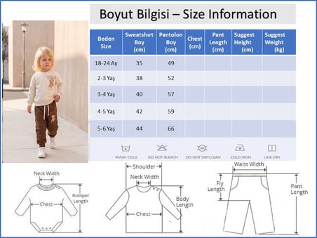 Ayıcık Baskılı Kız Çocuk Altüst Eşofman Takımı Kahverengi{Krem