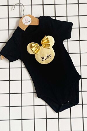 Baby Baskılı Fiyonklu Bebek Üçlü Etekli Takım