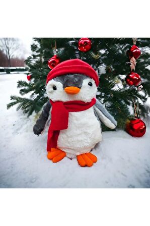 Toyzz 40 Cm Peluş Pingu Penguen Kırmızı Şapkalı Peluş Oyuncak Uyku Arkadaşı