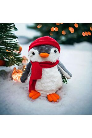 Toyzz 40 Cm Peluş Pingu Penguen Kırmızı Şapkalı Peluş Oyuncak Uyku Arkadaşı