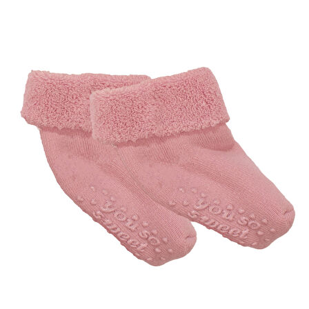 Unisex Pembe Kıvrık Sweet Kaydırmaz Taban Havlu Çorap