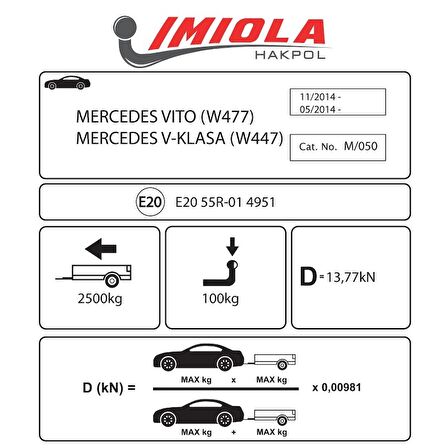 Hakpol - Mercedes Vito W447 2015 Ve Sonrası Çeki Demiri