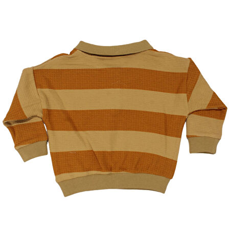 Erkek Bebek Hardal Mavi Kot Pantolonlu Çizgili Badili Şişme Yelekli 3'lü Takım