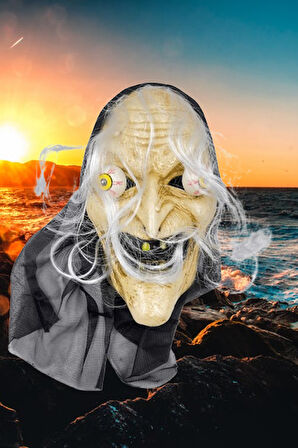 Halloween Cadılar Bayramı Maske Pörtlek Göz Cadı Model Saçlı Tüllü Korku Maskesi