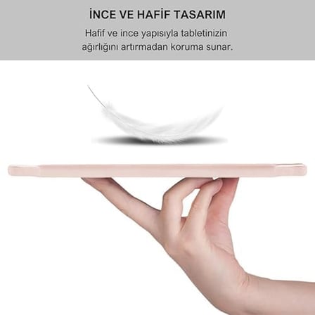 Apple iPad 10.9 inç 2022 10. Nesil Uyumlu Smart Kılıf, Apple Pencil Kalemlikli, Trifold, Esnek, Mat, Darbeye Tam Dayanıklı Tablet Kılıfı (Pembe)