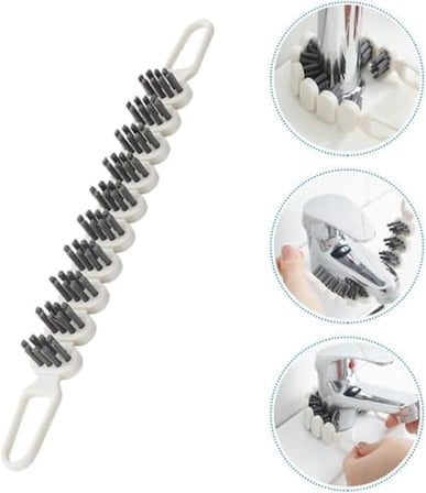 2'li 360° Bükülebilir Aralık Temizleme Fırçası, 26,5 cm Esnek Saplı Kavisli Yüzey Temizleyici, Askı Delikli Çok Amaçlı Mutfak Banyo Lavabo Temizlik Fırçası