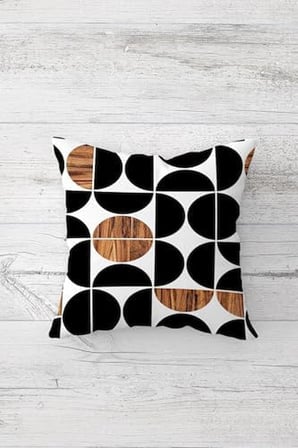Zürafa Ve Daire Desen Hello Yazılı Gizli Fermuarlı Kırlent Kılıfı Koltuk Yastık Kılıfı Takım(4adet), Kahverengi-Yeşil 45 x 45