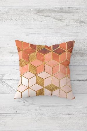 Balpeteği Desenli Etnik Kombin Gizli Fermuarlı Kırlent Kılıfı Koltuk Yastık Kılıfı Takım(4adet), Turuncu-Gold 45 x 45