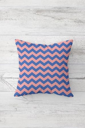 Zigzag Ve Tropikal Yaprak Desenli Gizli Fermuarlı Kırlent Kılıfı Koltuk Yastık Kılıfı Takım(4adet), Pembe-Mavi 45 x 45
