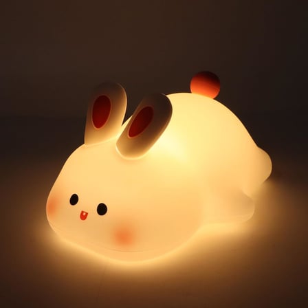 Yumuşak Silikon Tavşan Mini Gece Lambası Dekoratif Işık Derecesi Ayarlanabilir Yatak Odası Lambası Rabbit Kitap Okuma Lambası Çocuk Odası (Tavşan - YH302)