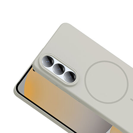 Galaxy S25 Edge Kılıf Magsafe Şarj Özellikli Kamera Çıkıntılı Ruby Lüx Silikon Kapak