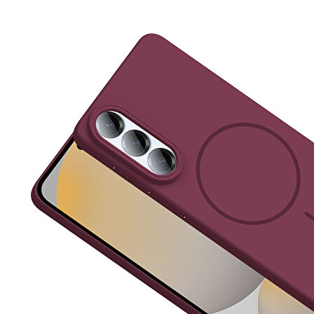 Galaxy S25 Edge Kılıf Magsafe Şarj Özellikli Kamera Çıkıntılı Ruby Lüx Silikon Kapak