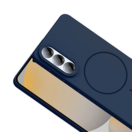 Galaxy S25 Edge Kılıf Magsafe Şarj Özellikli Kamera Çıkıntılı Ruby Lüx Silikon Kapak