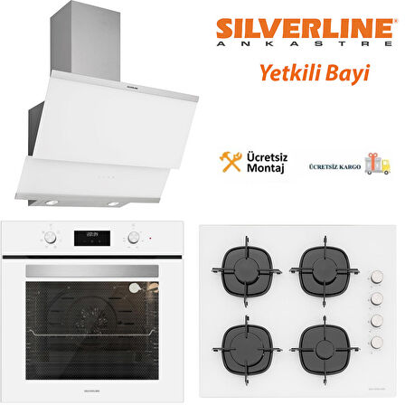 Silverline Beyaz Cam Ankastre Set BO6502W01 - CS5349W01 - 3420