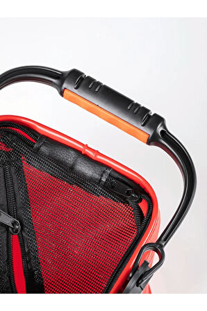 Shufa Katlanabilir Balıkçı Kovası ( Fonksiyonel Taşınabilir Yem Kovası ) KIRMIZI