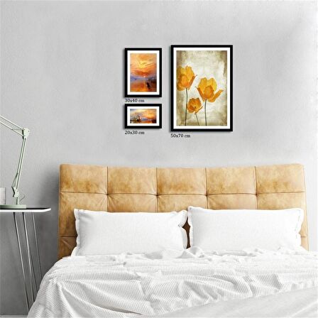 Çerçeveli Doku Efektli Tablo Seti 85x70 cm