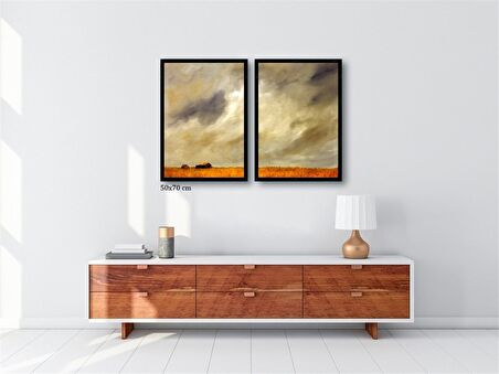 Çerçeveli Doku Efektli Tablo Seti 105x70 cm