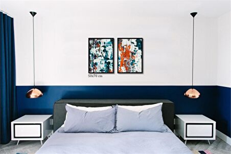 Çerçeveli Doku Efektli Tablo Seti 105x70 cm