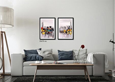 Çerçeveli Doku Efektli Tablo Seti 105x70 cm