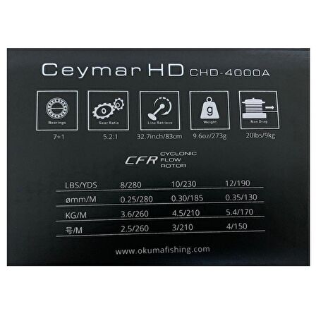Okuma Ceymar HD CHD-4000A Matt Black 7+1BB Olta Makinesi
