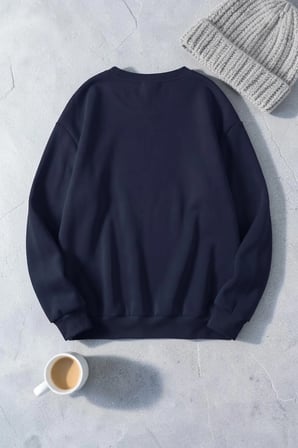 Unisex Ufak Yaramaz Kediler Baskılı Bisiklet Yaka Sweatshirt