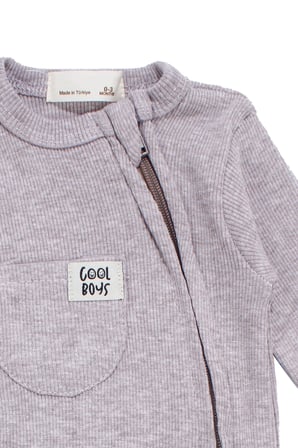 Erkek Bebek Cool Boys Gri Fermuarlı Tulum 0-3 Ay