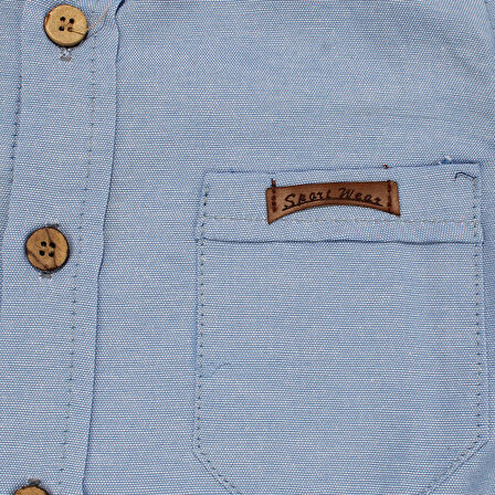 Erkek Çocuk Mavi Bej Hakim Yaka Gömlekli 2'li Takım