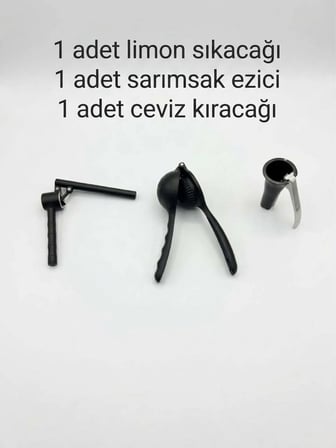 Chefstar 3'lü Mutfak Seti Manuel Limon Sıkacağı Sarımsak Ezici Ceviz Fındık Kıracağı