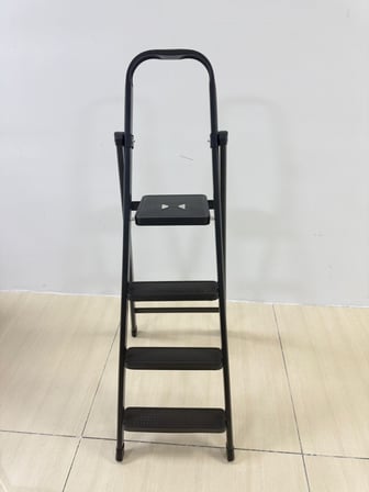 ASVERA Titan 5 Basamaklı Ekstra Güçlü Katlanır Çelik Ev Tipi Siyah Metal Merdiven