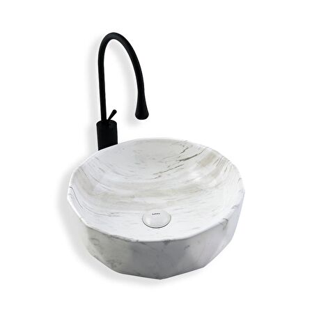 Lena Tezgah Üstü Lavabo Beyaz Mermer  E-2110M3