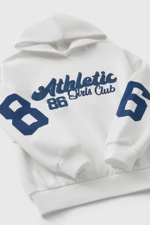 Kız Çocuk Beyaz Athletic Girls Club 86 Kapüşonlu Sweatshirt 7-15 Yaş