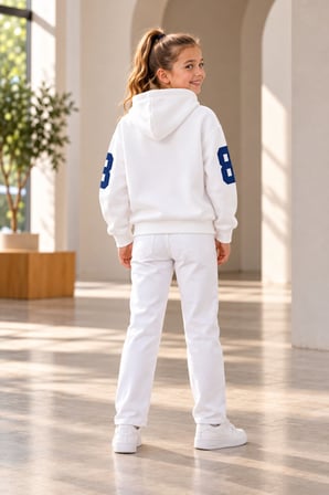 Kız Çocuk Beyaz Athletic Girls Club 86 Kapüşonlu Sweatshirt 7-15 Yaş