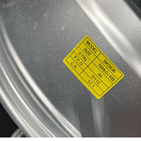 BK-5936 8*19 5*112 ET45 57,1 SHİNY SİLVER JANT 4 lü Takım