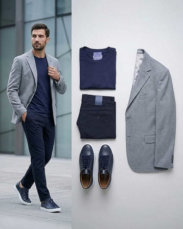 Beystil Erkek Lacivert Slim Fit Bisiklet Yaka T-Şhirt 253455