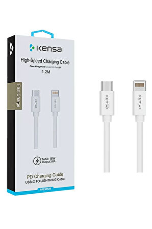 Kensa Pc-40 Usb C - Lightning Hızlı Şarj Kablosu