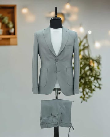 BYS Beystil Sivri Yaka Gri Spor Casual Jogger Takım Gofre - Slim Fit